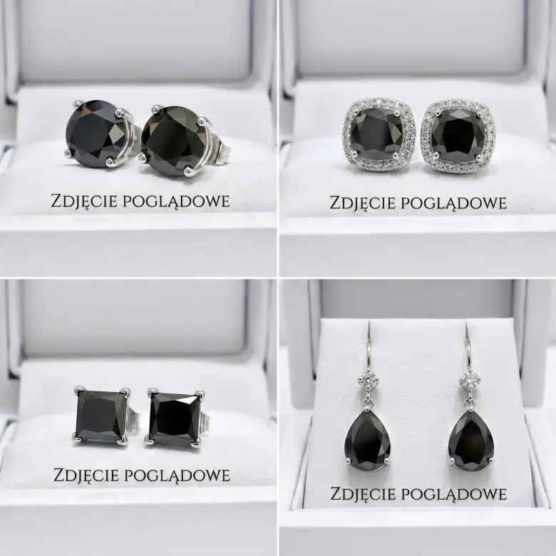 Kolczyki z czarnym diamentem na zamówienie